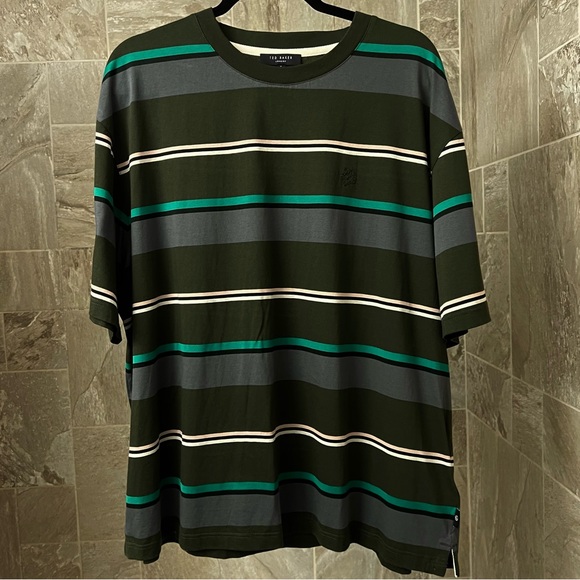 TED BAKER STRIPED COTTON SHORT SLEEVE T-SHIRT - Picture 2 of 5